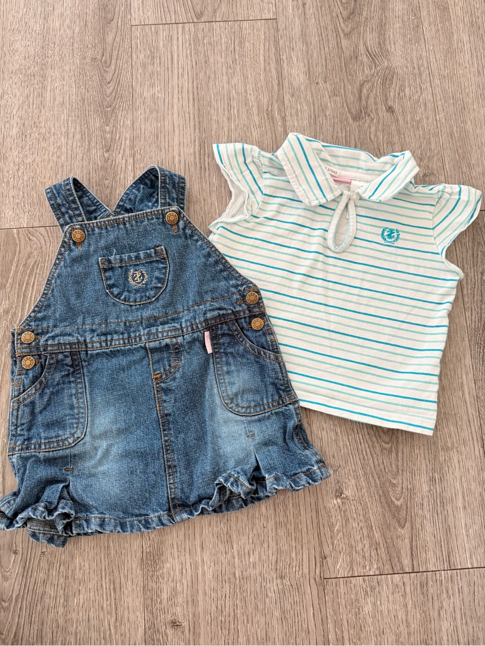 Vintage Izod Girl Toddler Romper Dress Overalls & T-shirt size 18 month